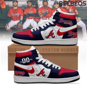 Atlanta Braves Air Jordan 1 High Top Shoes JD1 Sneakers BJD5062