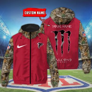 Atlanta Falcons NFL Windbreaker Outdoor Camo Jacket Custom Name WWB1073