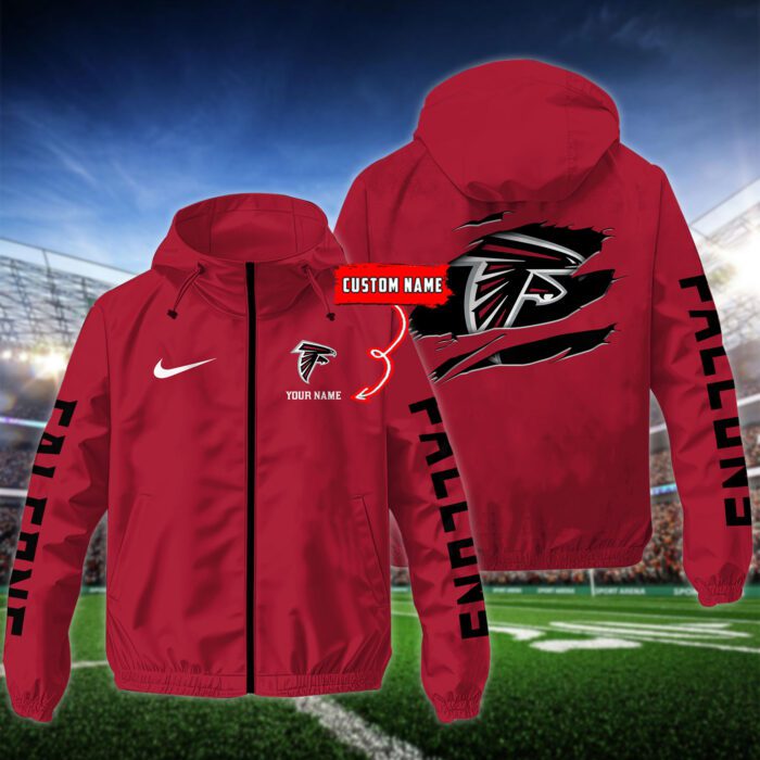 Atlanta Falcons NFL Windbreaker Outdoor Jacket Custom Name WWB1036