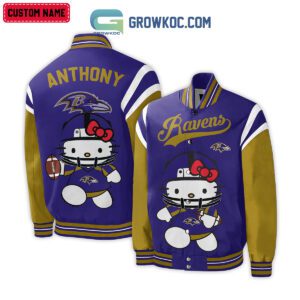 Baltimore Ravens NFL Hello Kitty Personalized Baseball Jacket GBJ1533