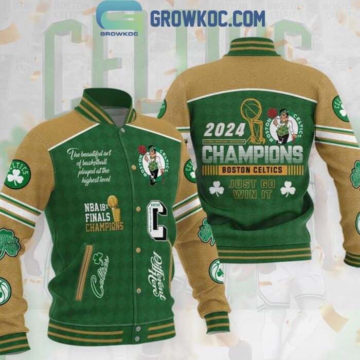 Boston Celtics Just Go Win It 2023-2024 NBA Finals Champions Baseball Jacket GBJ1012