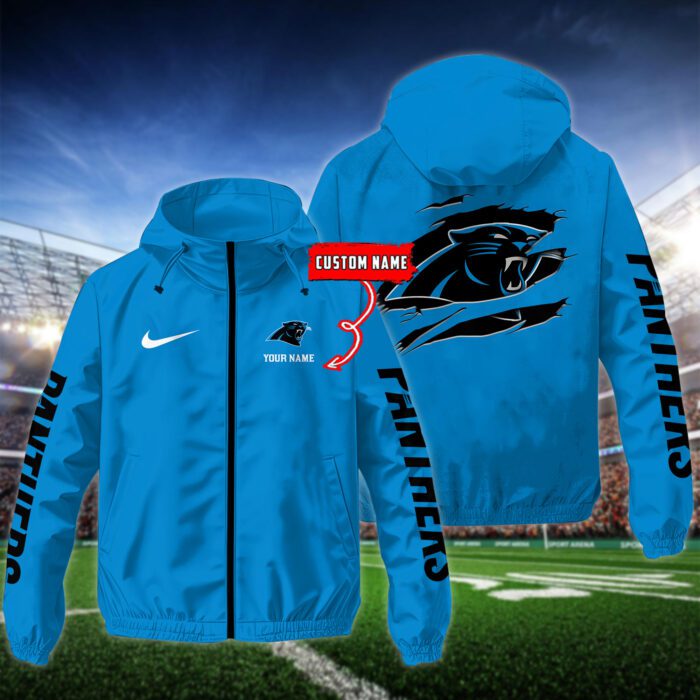 Carolina Panthers NFL Windbreaker Outdoor Jacket Custom Name WWB1035