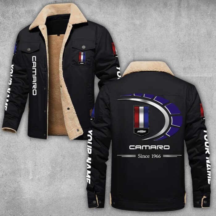 Chevrolet Camaro Lapel Collar Fleece Cargo Jacket Winter Jacket LCJ1080