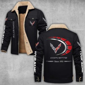 Chevrolet Corvette Lapel Collar Fleece Cargo Jacket Winter Jacket LCJ1054