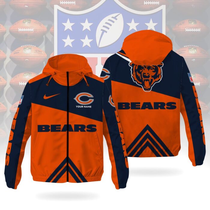 Chicago Bears NFL Custom Windbreaker Outdoor Jacket Sport Fan Gift WWB1005