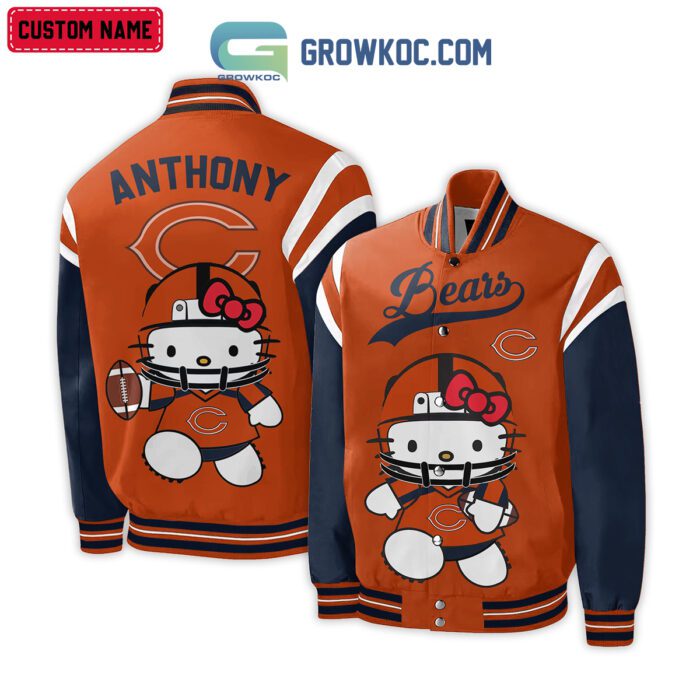 Chicago Bears NFL Hello Kitty Personalized Baseball Jacket GBJ1536