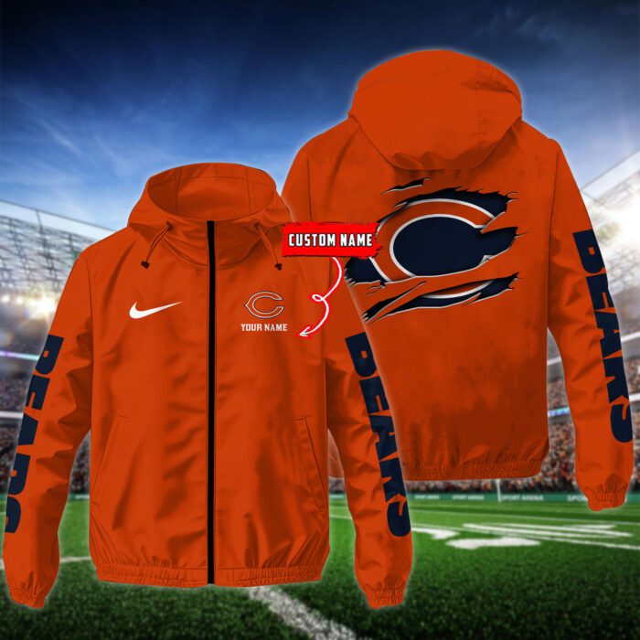 Chicago Bears NFL Windbreaker Outdoor Jacket Custom Name WWB1037