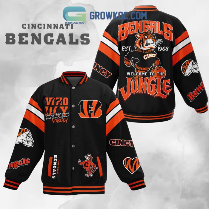 Cincinnati Bengals EST 1968 Welcome To The Jungle Baseball Jacket GBJ1556