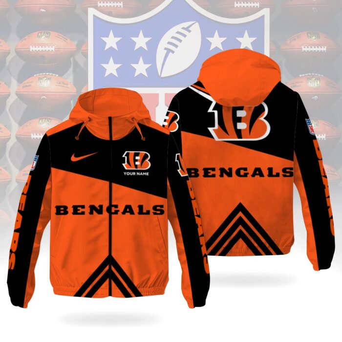 Cincinnati Bengals NFL Custom Windbreaker Outdoor Jacket Sport Fan Gift WWB1006