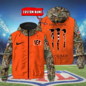 Cincinnati Bengals NFL Windbreaker Outdoor Camo Jacket Custom Name WWB1068