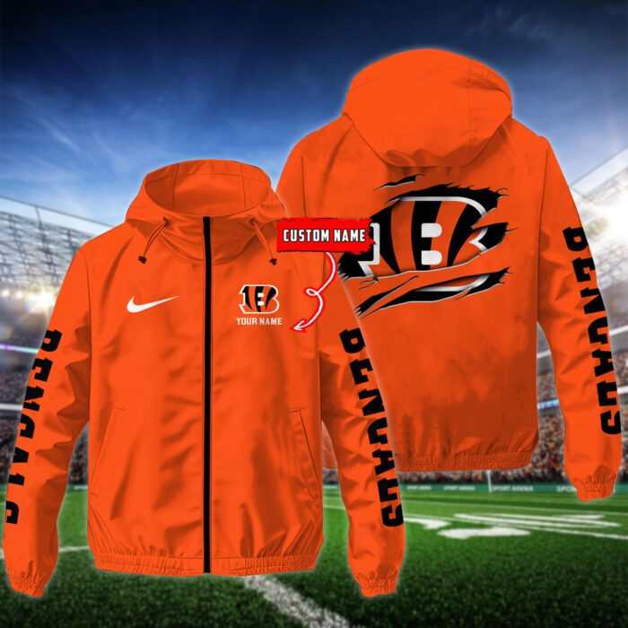 Cincinnati Bengals NFL Windbreaker Outdoor Jacket Custom Name WWB1038