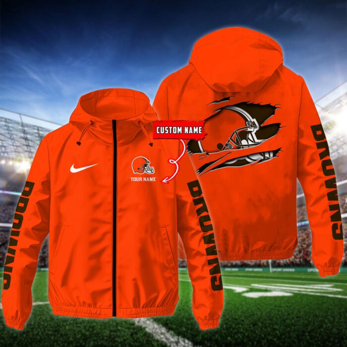 Cleveland Browns NFL Windbreaker Outdoor Jacket Custom Name WWB1040