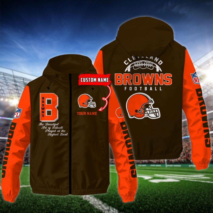 Cleveland Browns Personalized NFL Windbreaker Outdoor Camo Jacket WWB1102