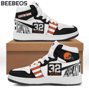 Cleveland Browns Special Edition Air Jordan 1 High Top Shoes JD1 Sneakers BJD5067