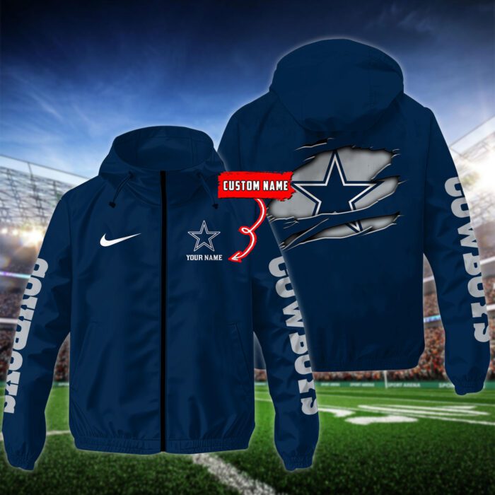 Dallas Cowboys NFL Windbreaker Outdoor Jacket Custom Name WWB1041