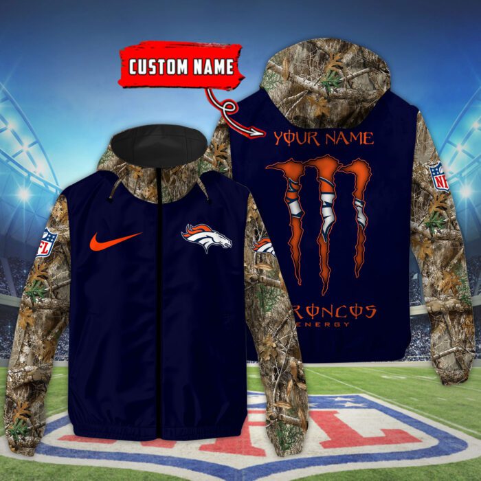 Denver Broncos NFL Windbreaker Outdoor Camo Jacket Custom Name WWB1072