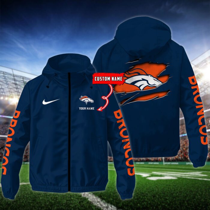 Denver Broncos NFL Windbreaker Outdoor Jacket Custom Name WWB1039