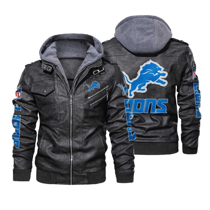 Detroit Lions Black Brown Leather Jacket LIZ152