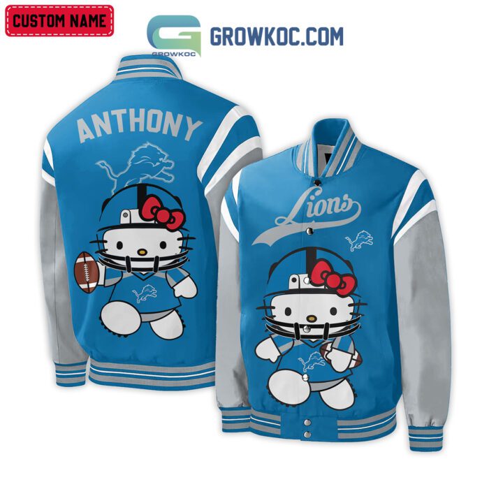 Detroit Lions NFL Hello Kitty Personalized Baseball Jacket GBJ1515