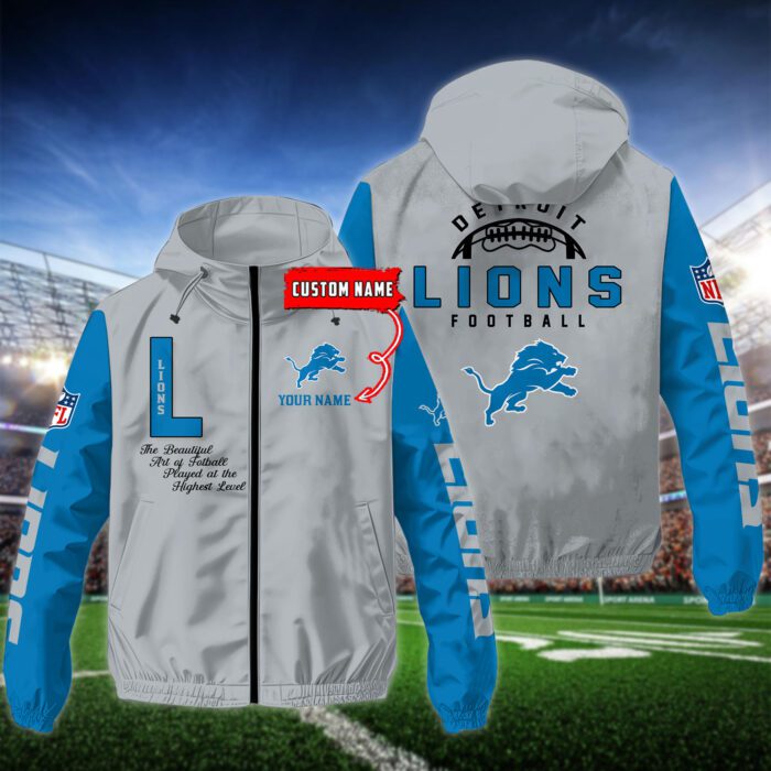 Detroit Lions Personalized NFL Windbreaker Outdoor Camo Jacket WWB1106