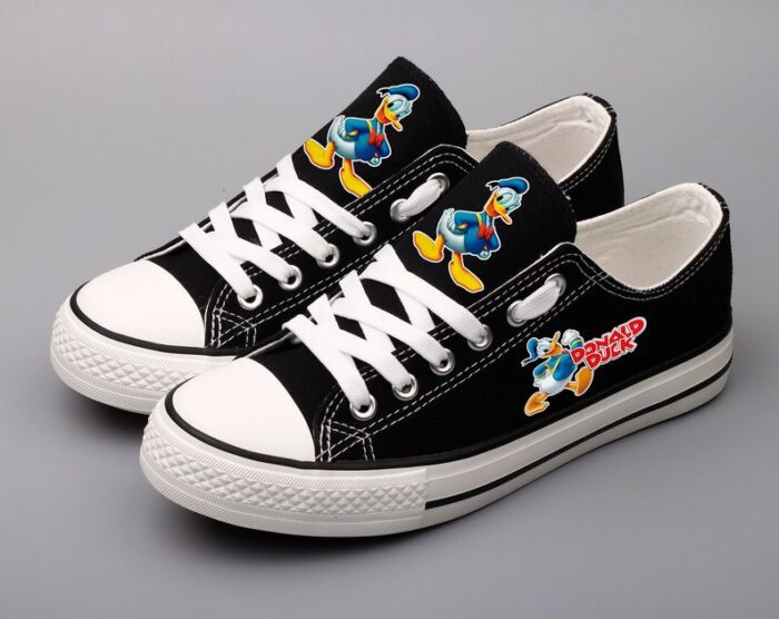 Donald Duck Shoes Low Top Canvas Sneakers Black Shoes ELT1114