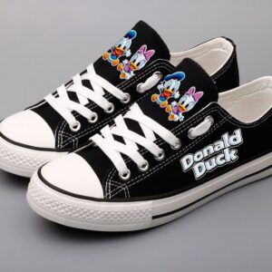 Donald Duck Shoes Low Top Canvas Sneakers Black Shoes ELT1115