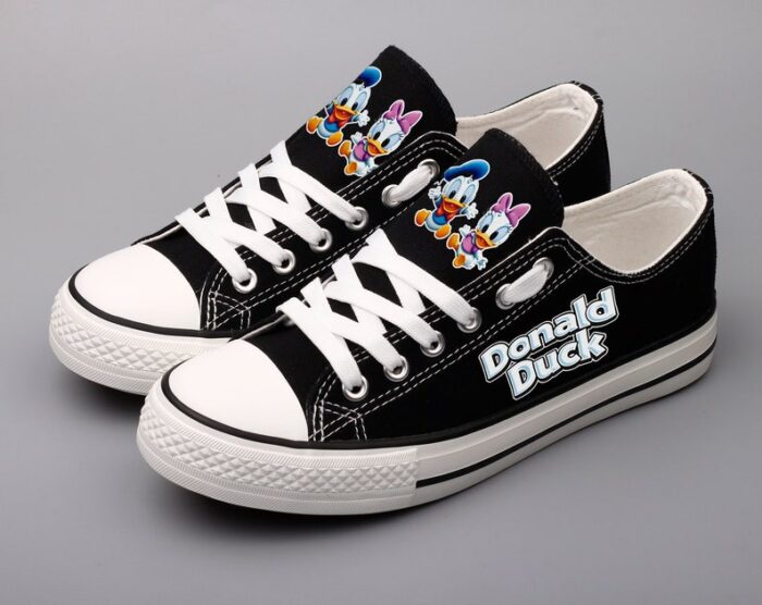 Donald Duck Shoes Low Top Canvas Sneakers Black Shoes ELT1115