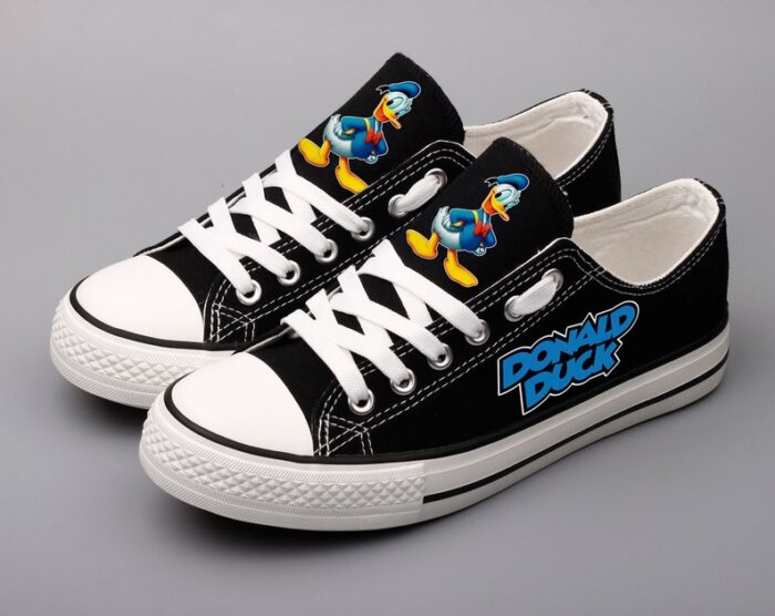 Donald Duck Shoes Low Top Canvas Sneakers Black Shoes ELT1116