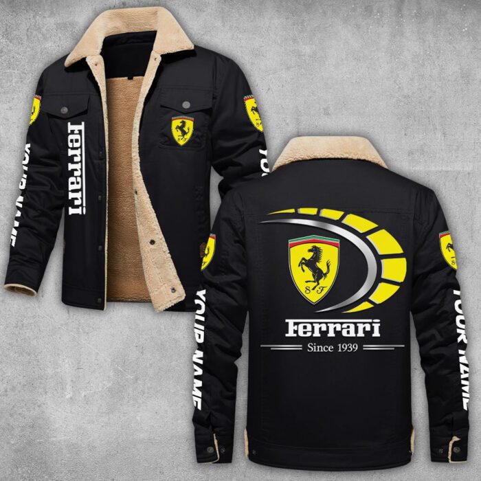 Ferrari Lapel Collar Fleece Cargo Jacket Winter Jacket LCJ1057