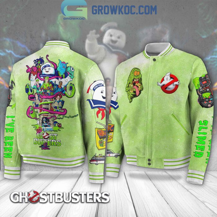 Ghostbusters I've Been Slimed Slimer Fan Green Baseball Jacket GBJ1114