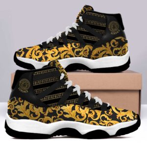 Gianni Versace Black Gold Air Jordan 11 Custom Sneakers Shoes JD110210