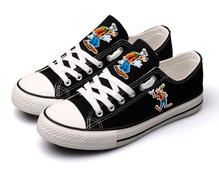 Goofy Shoes Low Top Canvas Sneakers Black Shoes Printed ELT1111