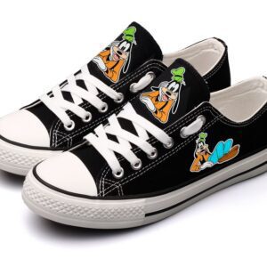 Goofy Shoes Low Top Canvas Sneakers Black Shoes Printed ELT1112