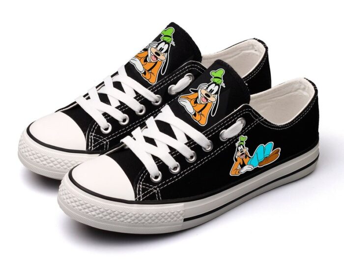 Goofy Shoes Low Top Canvas Sneakers Black Shoes Printed ELT1112