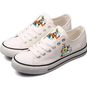 Goofy Shoes Low Top Canvas Sneakers Ivory Shoes Printed ELT1109