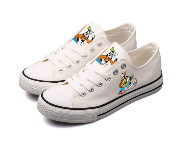 Goofy Shoes Low Top Canvas Sneakers Ivory Shoes Printed ELT1109