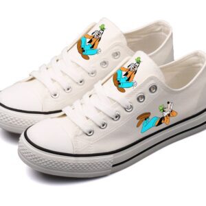 Goofy Shoes Low Top Canvas Sneakers Ivory Shoes Printed ELT1110