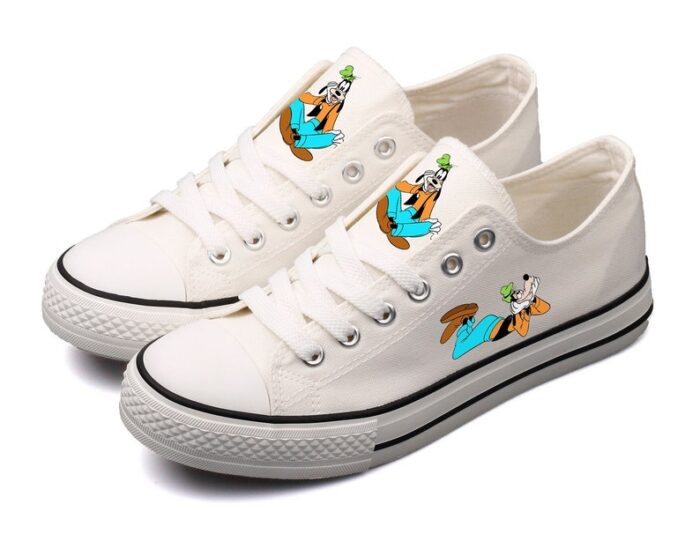 Goofy Shoes Low Top Canvas Sneakers Ivory Shoes Printed ELT1110