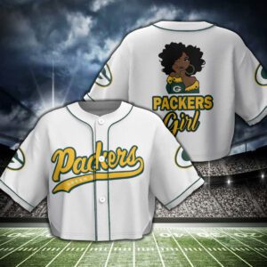 Green Bay Packers Crop Top Baseball Jersey CBJS1015