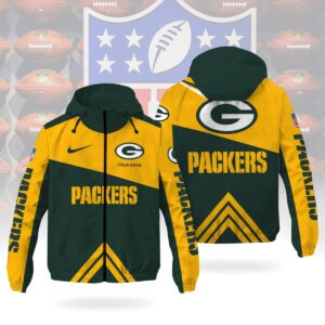 Green Bay Packers NFL Custom Windbreaker Outdoor Jacket Sport Fan Gift WWB1010