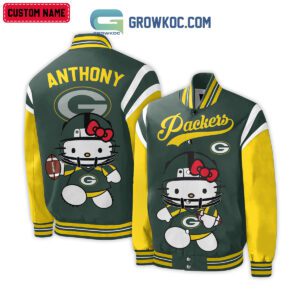 Green Bay Packers NFL Hello Kitty Personalized Baseball Jacket GBJ1513