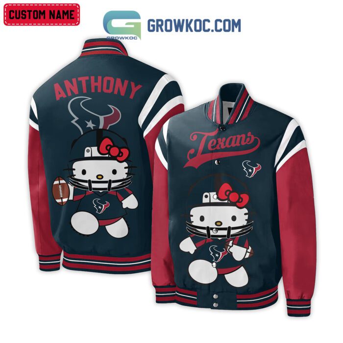 Houston Texans NFL Hello Kitty Personalized Baseball Jacket GBJ1529