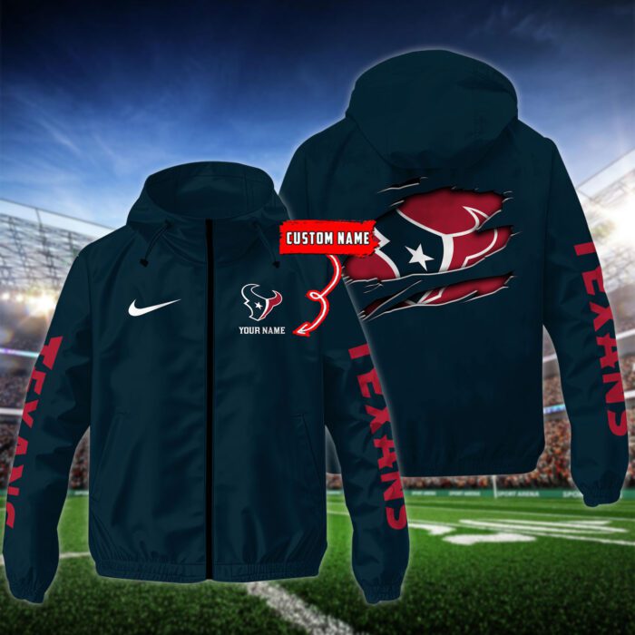 Houston Texans NFL Windbreaker Outdoor Jacket Custom Name WWB1043