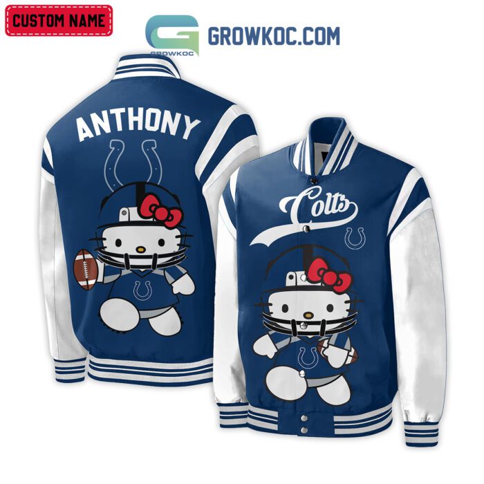 Indianapolis Colts NFL Hello Kitty Personalized Baseball Jacket GBJ1528