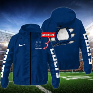 Indianapolis Colts NFL Windbreaker Outdoor Jacket Custom Name WWB1045