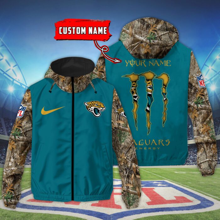 Jacksonville Jaguars NFL Windbreaker Outdoor Camo Jacket Custom Name WWB1078