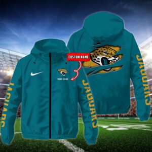 Jacksonville Jaguars NFL Windbreaker Outdoor Jacket Custom Name WWB1046