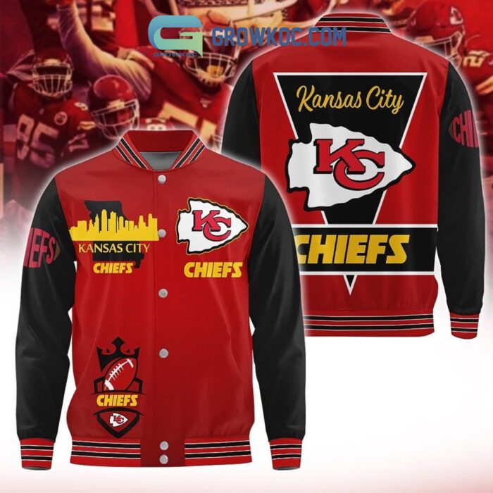 Kansa City Chiefs Red Black Design Baseball Jacket GBJ1555