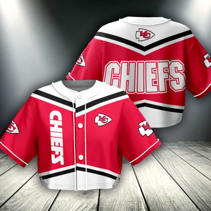 Kansas City Chiefs Crop Top Baseball Jersey CBJS1023