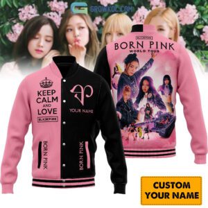 Keep Calm And Love Black Pink Personalized Baseball Jacket GBJ1571